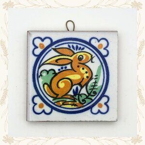 Hand-Painted Terracotta Tile – Rabbit